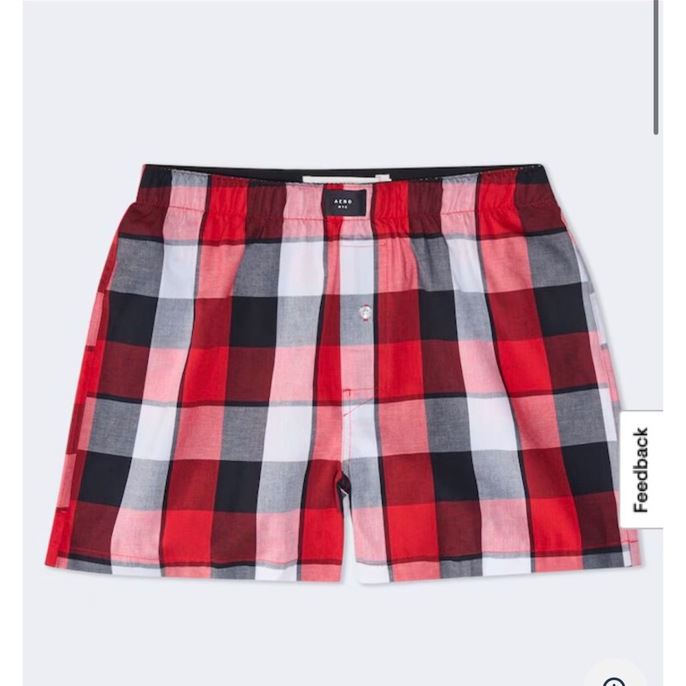 Aeropostale Men's Plaid 4" Woven Boxers – Red – Size Large – NWT